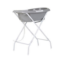 BABYBADEWANNE Noemi grau klappbar, Ablauf, Ablagefächer, ab Geburt - Grau, Kunststoff (45/83cm) - Chipolino