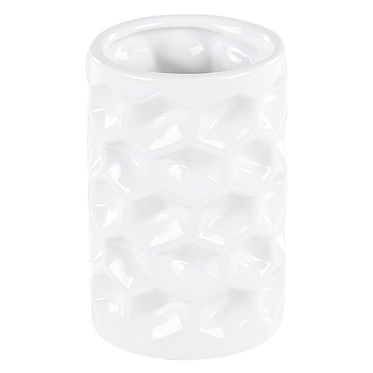 BADEZIMMER Set 5-teilig Keramikweiß Tirua - Weiß, Keramik (13/34/11cm) - Beliani