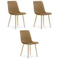 ESSZIMMERSTUHL 3-er Set TURIN brauner Sitz, Beine in Holzfarbe - Eichefarben/Braun, Textil (44.5/88.5/53cm) - Valora