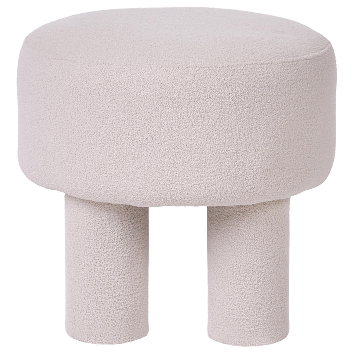 HOCKER Bouclé Cremeweiß Canby - Weiß, Textil (43/38/43cm) - Beliani