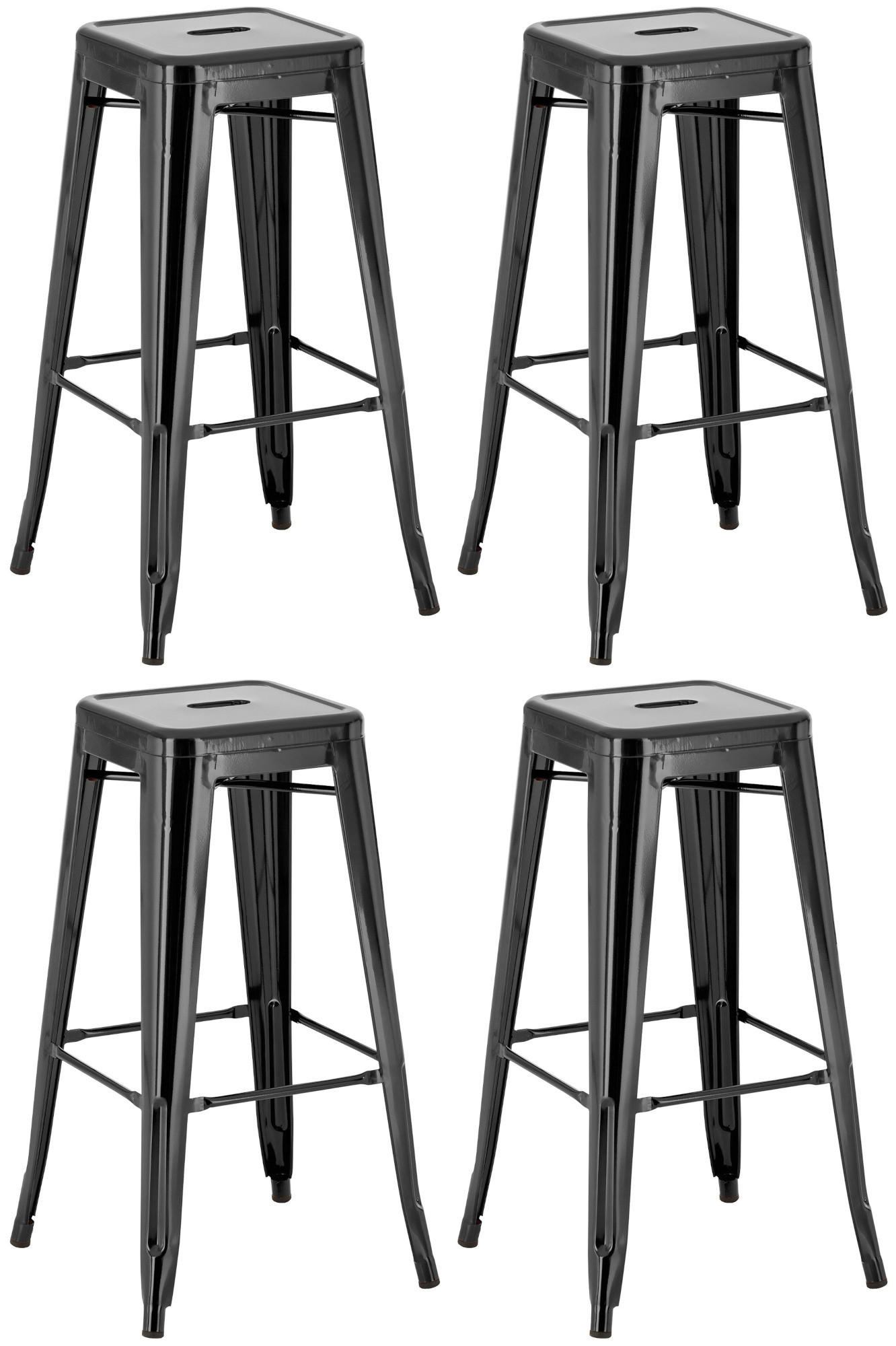 BARHOCKER 4er Set Metall schwarz - Schwarz, Metall (43/76/43cm) - CLP