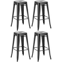 BARHOCKER 4er Set Metall schwarz - Schwarz, Metall (43/76/43cm) - CLP