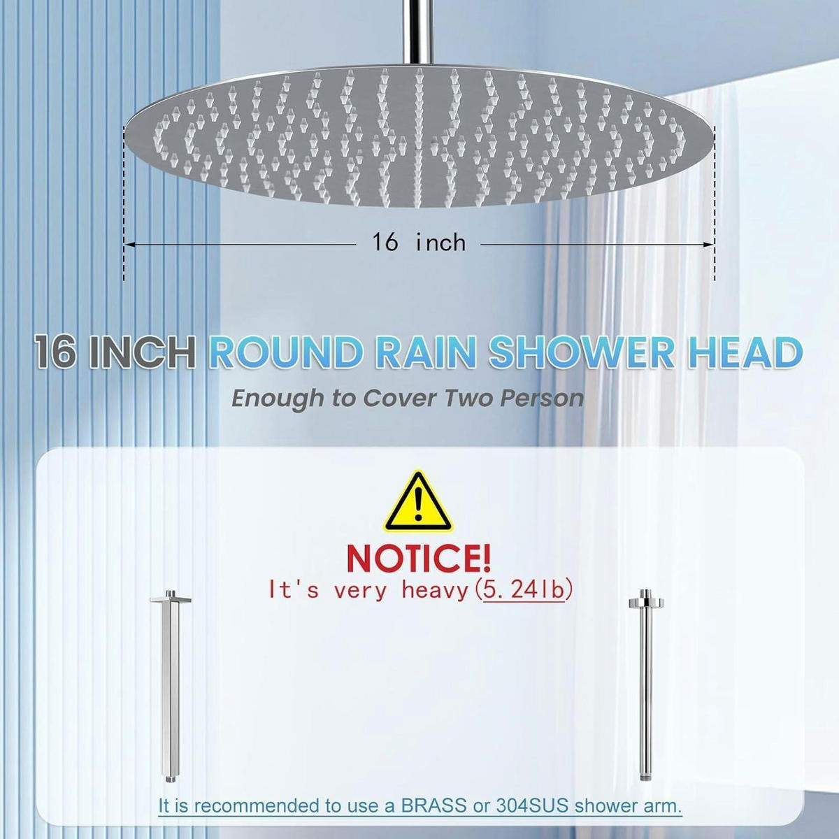 REGENDUSCHE 40 cm Chrom Edelstahl 304 Wassersparend - Silberfarben, Metall (40.6/12.7/40.6cm)
