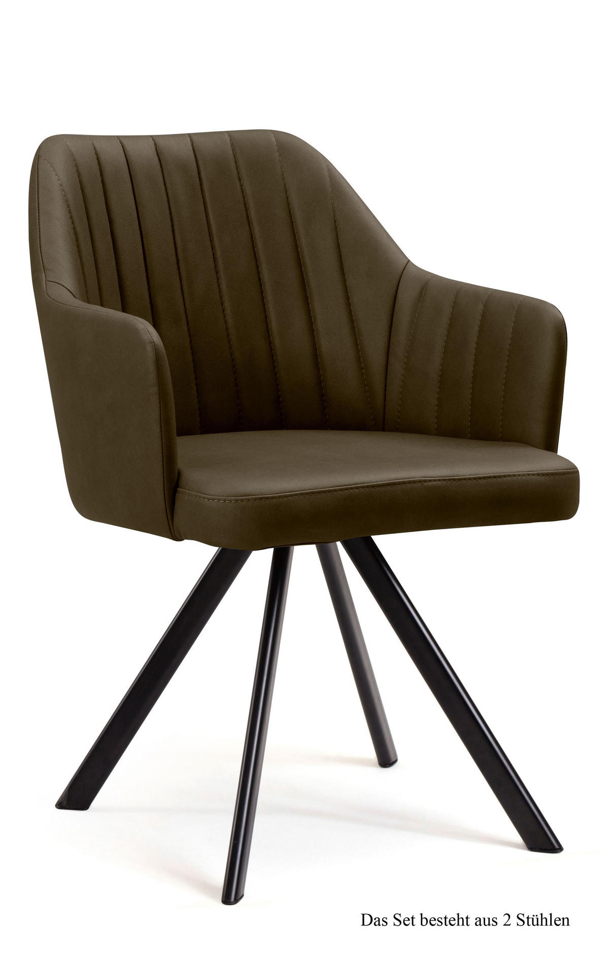 ARMLEHNSTUHL (2er-Set) Delia 58x81x60 Schwarz/Khaki - Dunkelgrün/Schwarz, Kunststoff (60/81/58cm) - 58aufmkessel