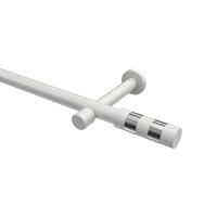 GARDINENSTANGEN-SET Prestige Mavell 240 cm (geteilt in 2 x 120 cm), 1-läufig (ohne Ringe), 20 mm Ø Weiß - Chromfarben/Weiß, Metall (240cm) - INTERDECO