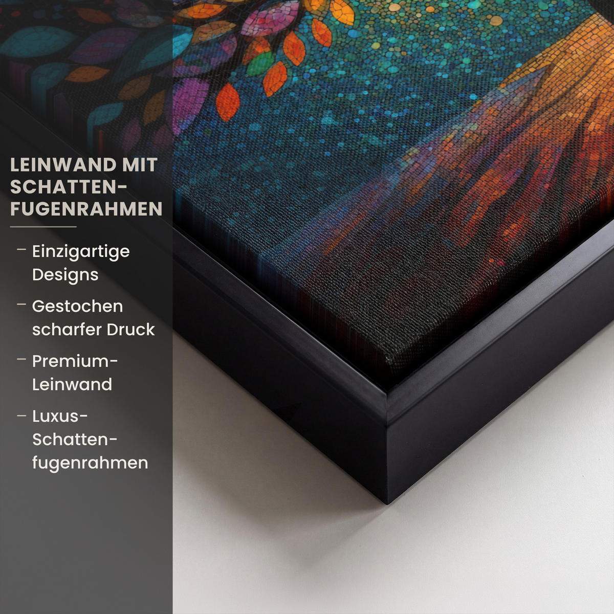 LEINWAND Bilder mit Rahmen - Mosaik - Bunt - Baum - Äste - 40x30 - Multicolor, Textil (40/30cm) - MuchoWow