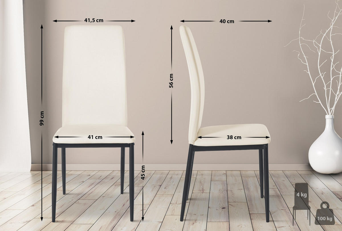 STUHL Lederlook creme - Creme, Textil/Metall (41.5/99/40cm) - CLP