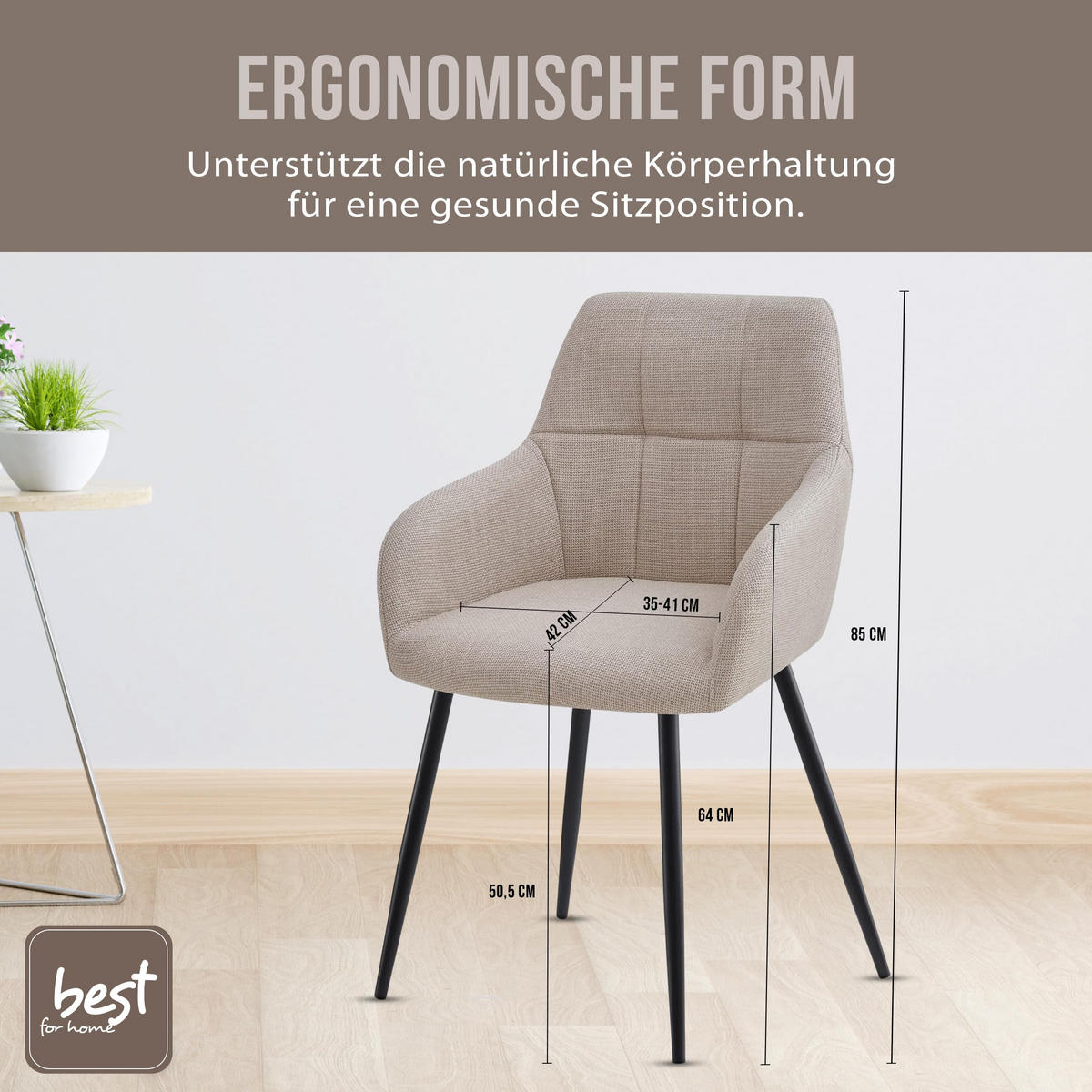 ESSZIMMERSTUHL Hellgrau, Bequem Für Wohnzimmer, Küche Oder Büro - Grau, Textil (36/86/43cm) - Best For Home