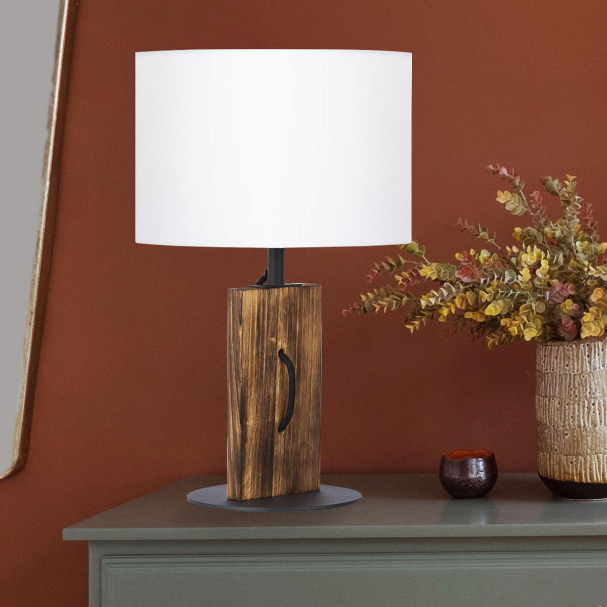 RGB LED TISCHLEUCHTE Pinienholz natur Weiß - Braun, Holz (25/25/40.2cm)