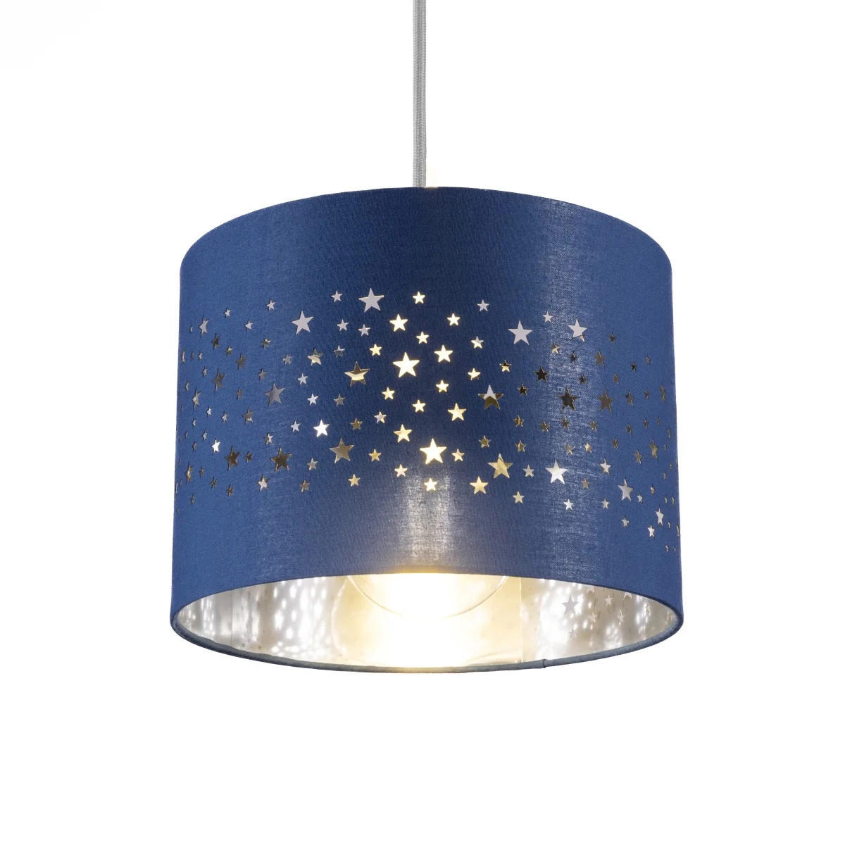 LAMPENHAUBE STARDUST Marineblau Star Easy Fit - Grau, Textil (25/25/18cm) - CGC Europe