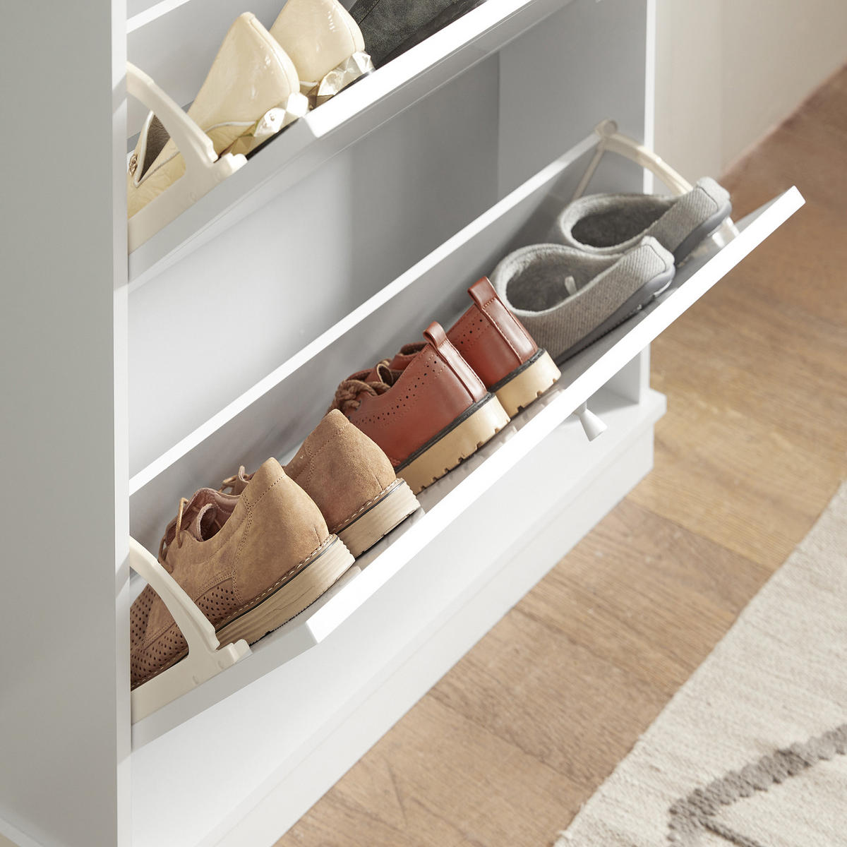 SCHUHSCHRANK Weiß - Weiß, Holzwerkstoff (76/78/18cm) - SoBuy