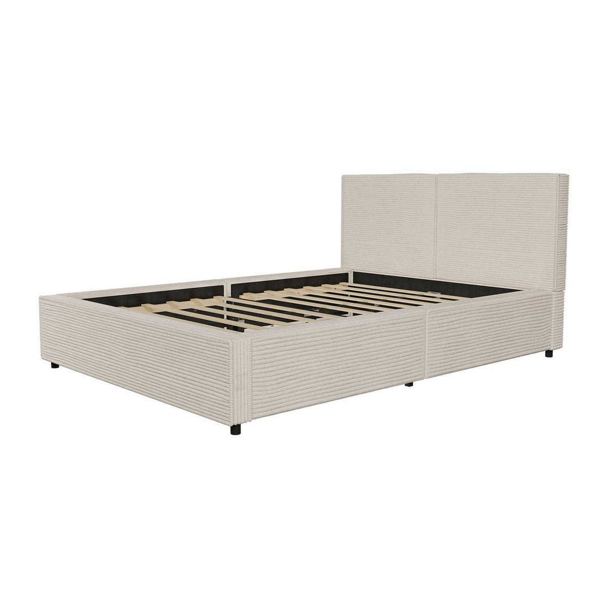 POLSTERBETT Salerno Cord beige 140x200 cm - Beige, Textil (140/200cm) - Juskys