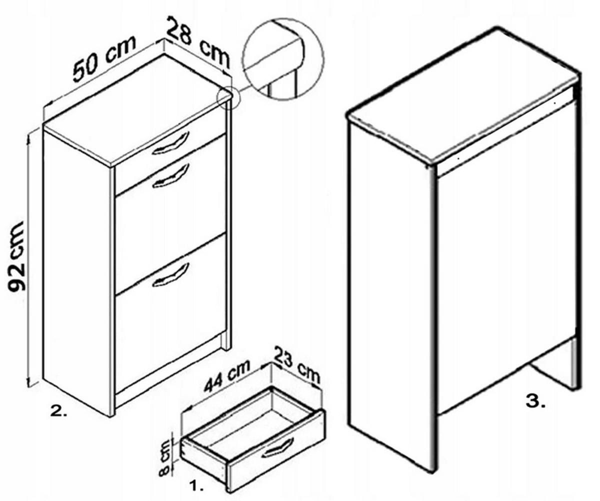 SCHUHSCHRANK 2D1S Sonoma Eiche-Weiß 50/28/92 cm - Weiß/Sonoma Eiche, Holzwerkstoff (50/92/28cm) - Matkam Möbel