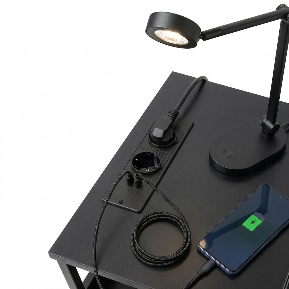 ODKLÁDACÍ stůl - černá, kov/kompozitní dřevo (30/40/60cm) - Relaxdays