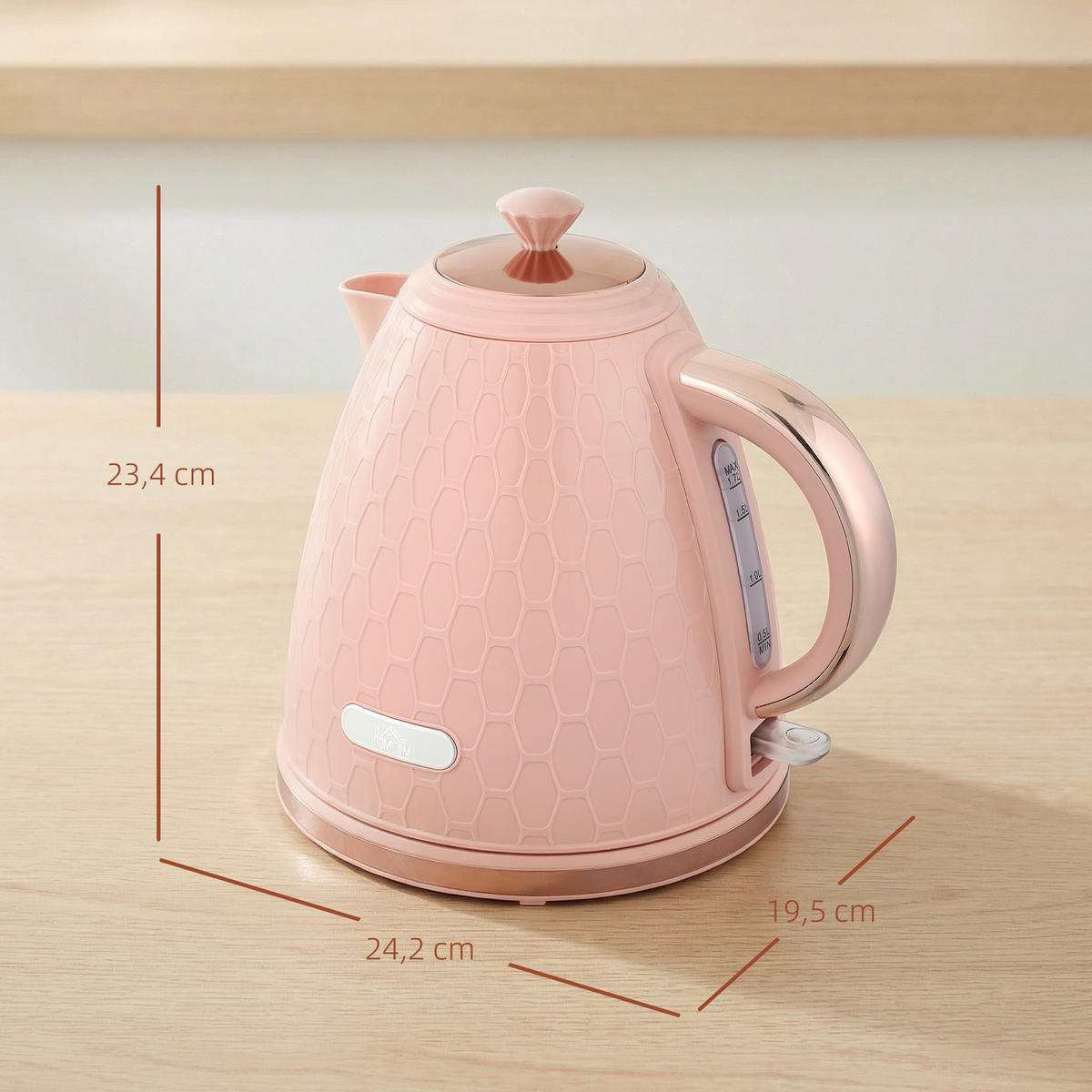 WASSERKOCHER DE-07948 1,7 L, 2,2 kW, kabellos Hellrosa - Pink, Kunststoff (19.5/23.4/24.2cm) - ComfortXL