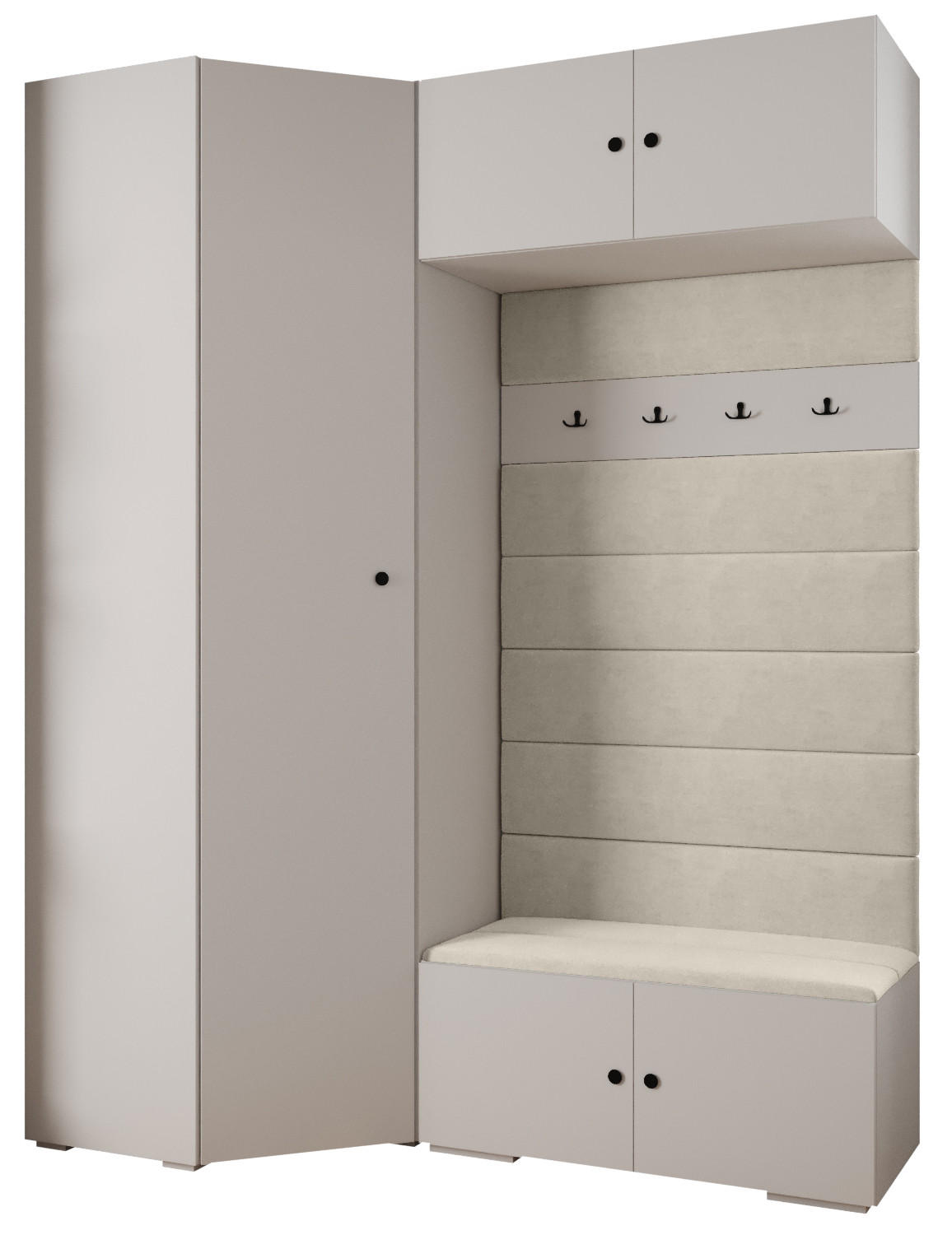 Abiks Möbel Garderoben-Set Weiß, Beige, Schwarz 181.7x236.7x47 cm