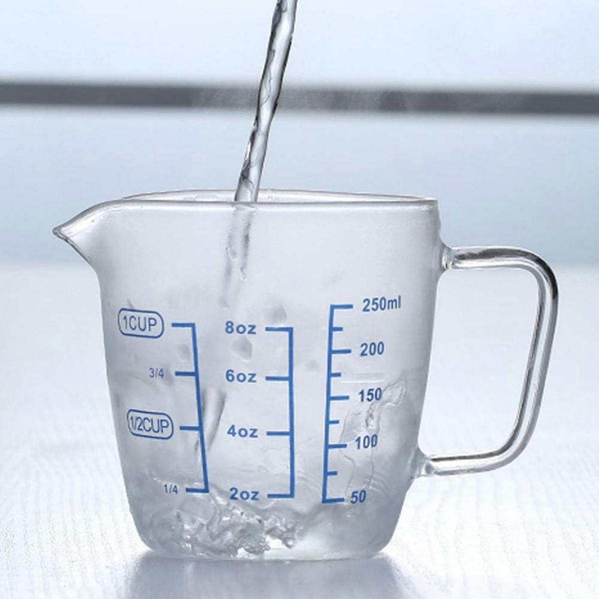 MESSBECHER Glas 250 ml mit Deckel - Transparent, Glas (0.25L)