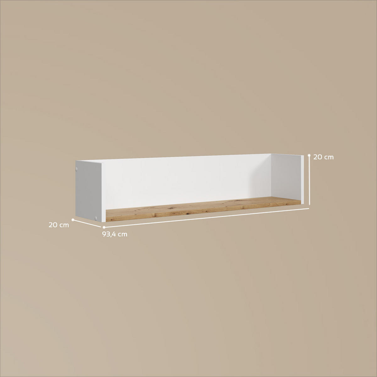 WANDREGAL Paolina Weiß/Artisan 93.4 x 20 cm - Weiß/Eiche Artisan, Holzwerkstoff (93.4/20/20cm) - Livinity®