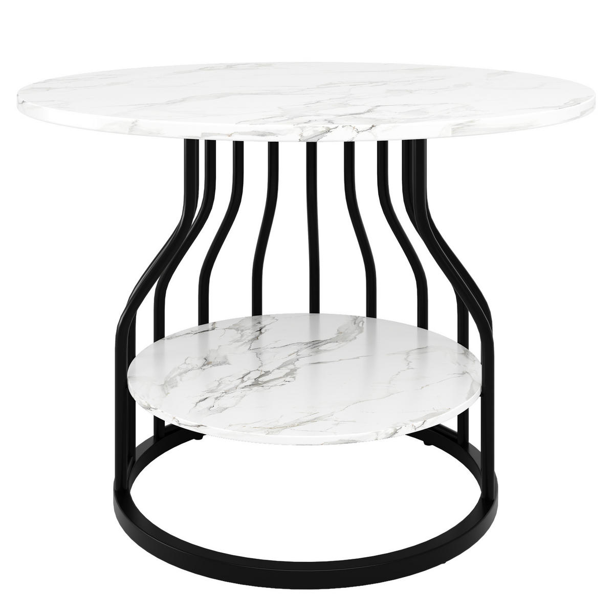 ESSTISCH rund 80 x 80 x 76 cm MDF in Marmoroptik Schwarz - Schwarz, Metall (80/80/76cm) - Meubliv