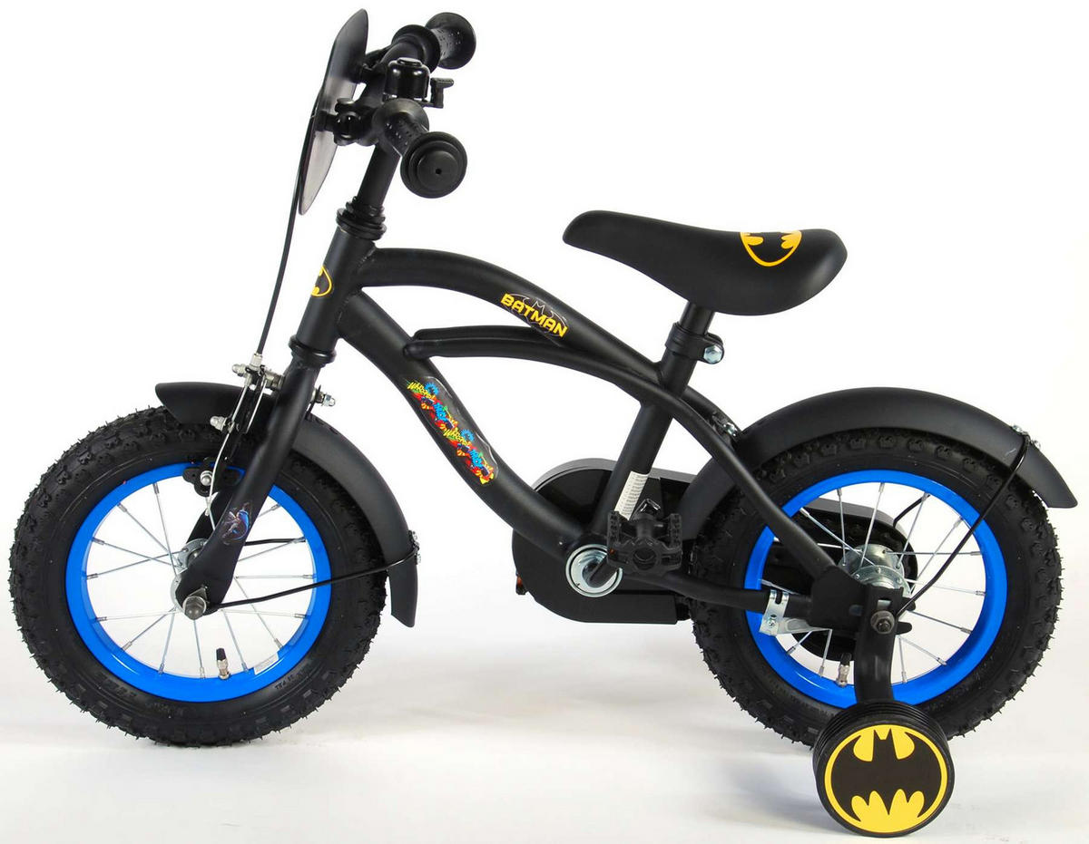 KINDERFAHRRAD DC Batman - Jungen - 12 Zoll - Rücktritt + Handbremse - Schwarz - Schwarz, Metall (39cm) - TPFSports