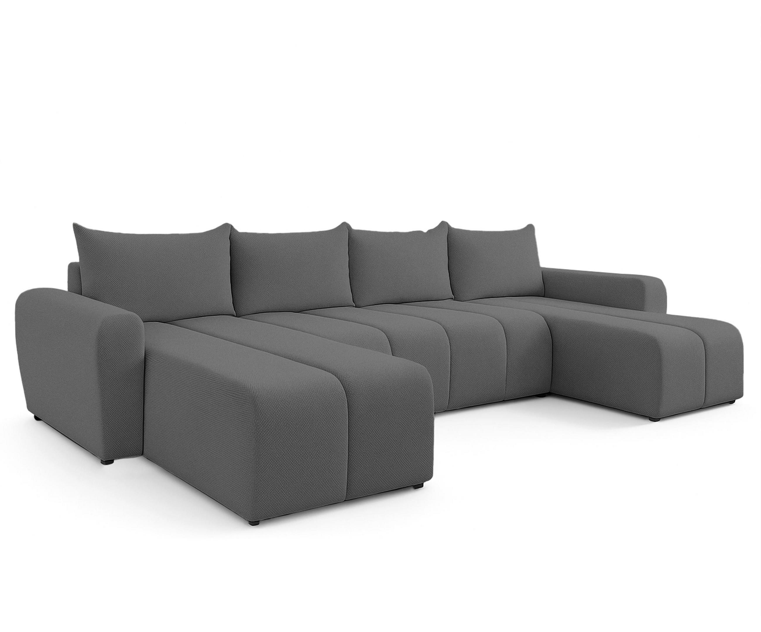 WOHNLANDSCHAFT Ferrande Grau 318/149/91 cm mit Schlaffunktion Bettkasten Wohnzimmer - Schwarz/Grau, Kunststoff/Textil (318/91/149cm) - AX Living