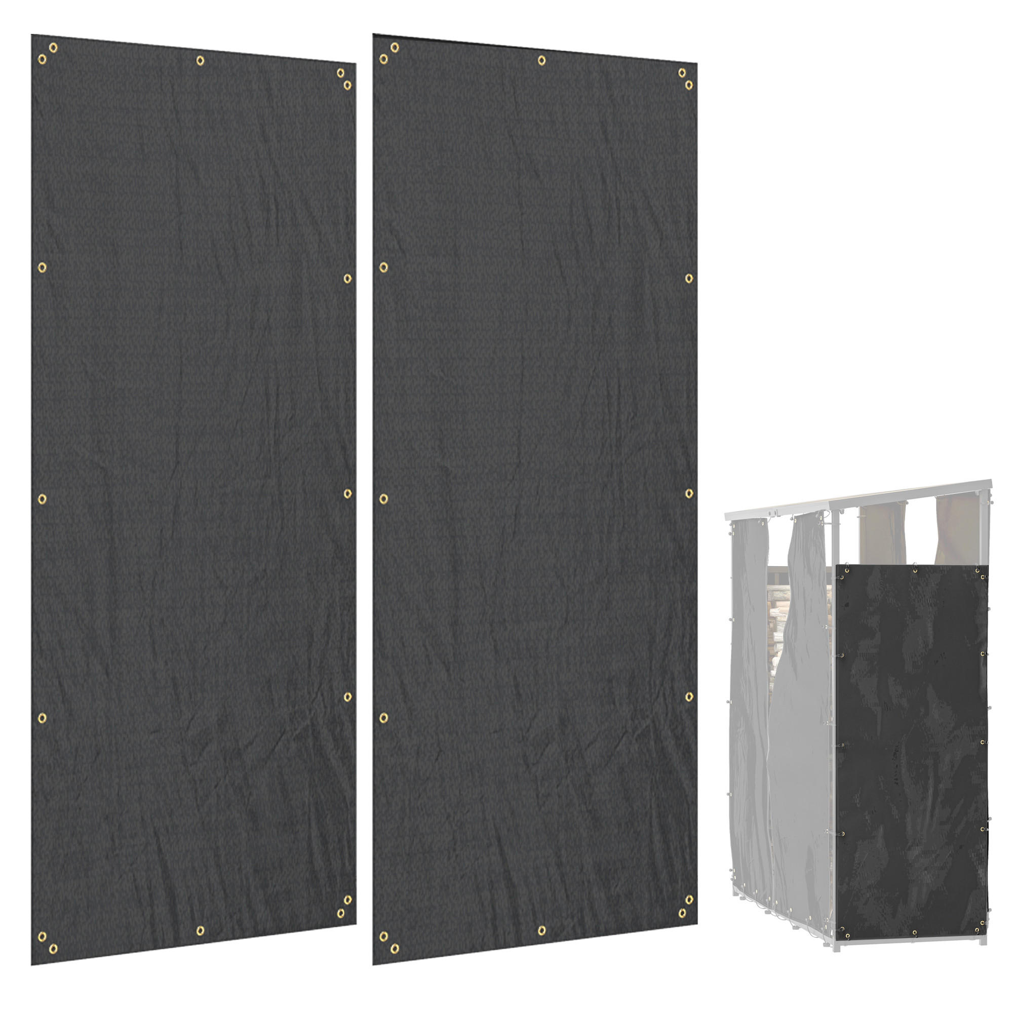 KAMINHOLZREGAL 148 x 62 cm - Schwarz, Kunststoff (62/0.1/148cm) - Outsunny