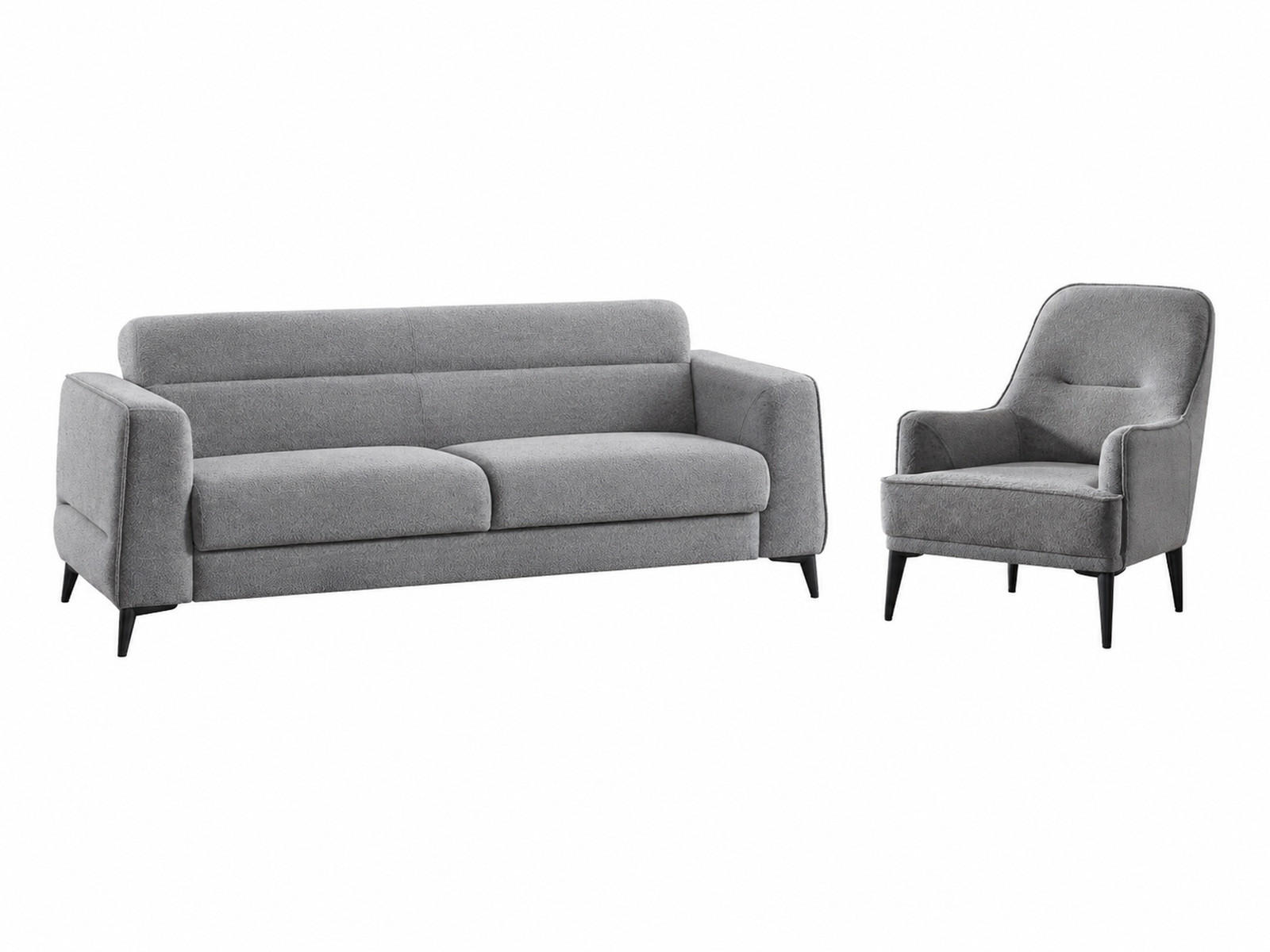 SITZGARNITUR Manta, Grau Stellvariante 3+1 - Grau, Holzwerkstoff/Kunststoff (237/87/98cm)
