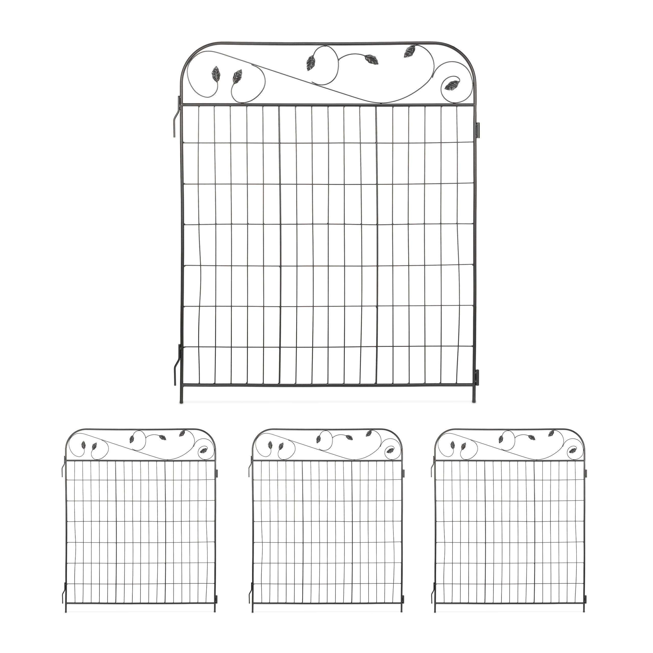 4XGARTENZAUN - Schwarz, Metall (375/112/1cm) - Relaxdays