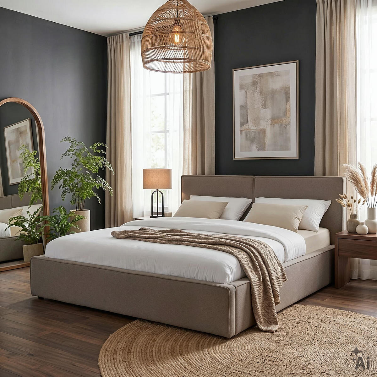 POLSTERBETT CALM 180x200 cm beige - Beige, Textil (180/200cm) - IDIMEX