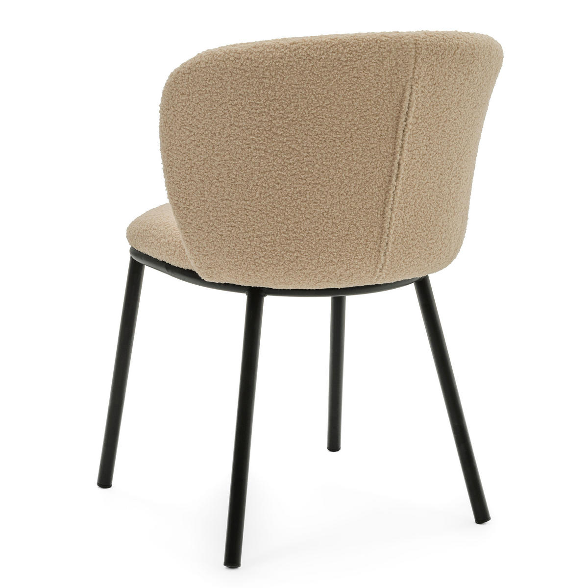 STUHL BARI gepolsterter mit Steppung - beige - Boucle - Beige/Schwarz, Textil/Metall (54/81/57cm) - NEW HOME