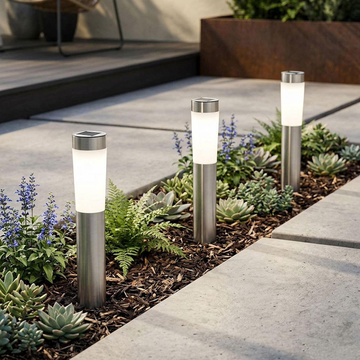LED AUSSENLEUCHTE Solar Silber 2er Set - Silberfarben, Metall (7.5/7.5/56cm)