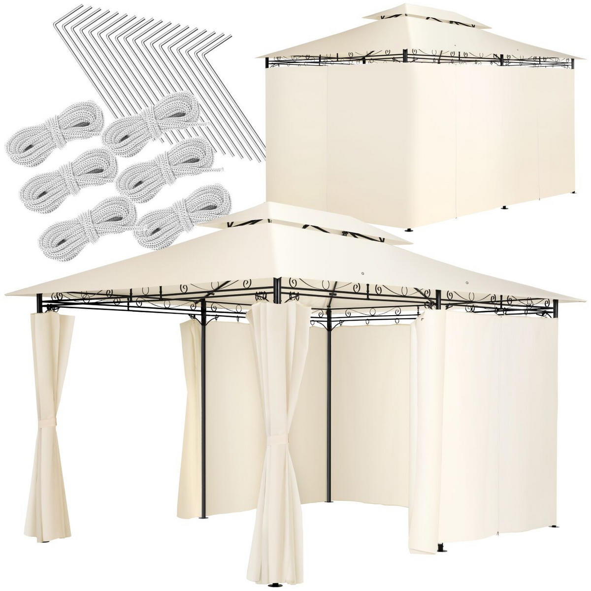 GARTENPAVILLON Emine,inklusive Spannseilen und Heringen,creme - Creme, Kunststoff (300/265/400cm) - tectake