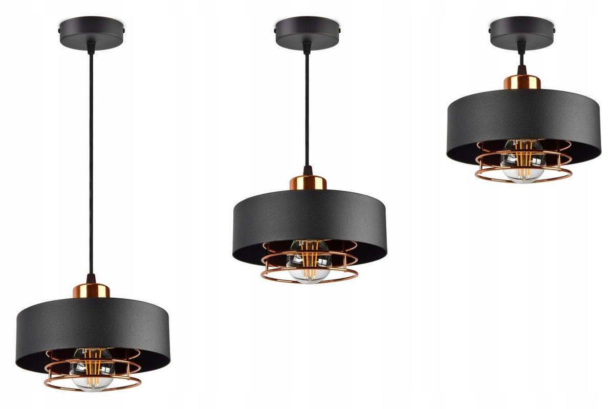 PENDELLEUCHTE EDISON - Goldfarben/Schwarz, Metall (20/20/70cm) - kiki design