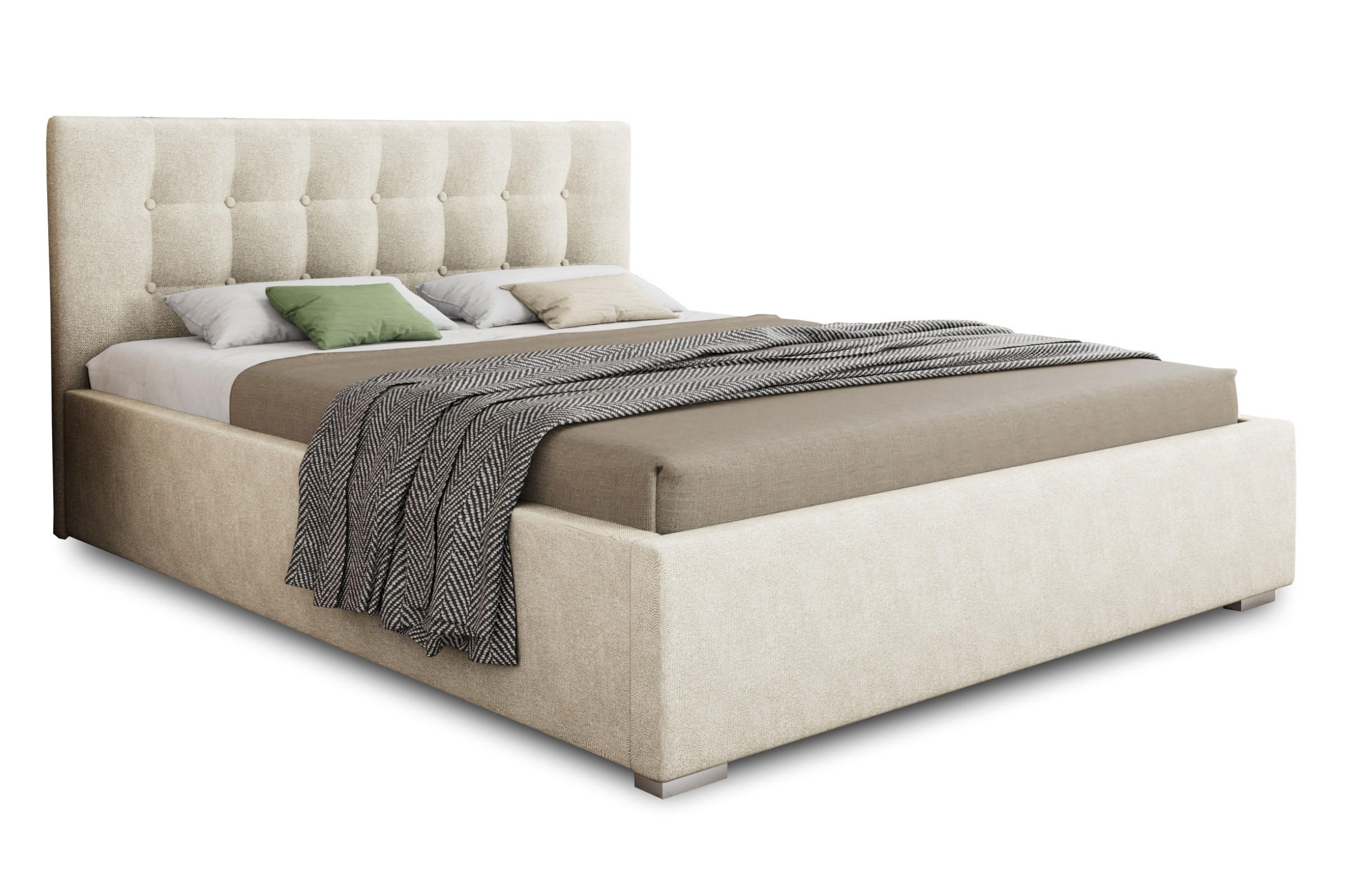 POLSTERBETT KINA 200/200 in Velours Beige - Beige, Holz/Holzwerkstoff (200/200cm) - Deine Möbel 24