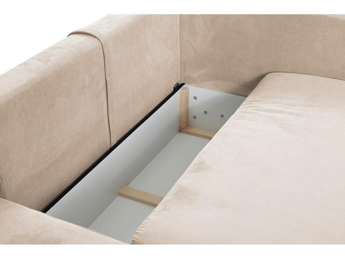 ECKSOFA mit Schlaffunktion - Ecke Links - Feincord - Beige - TEODORA - Beige, Textil (230/166cm) - Vente-Unique