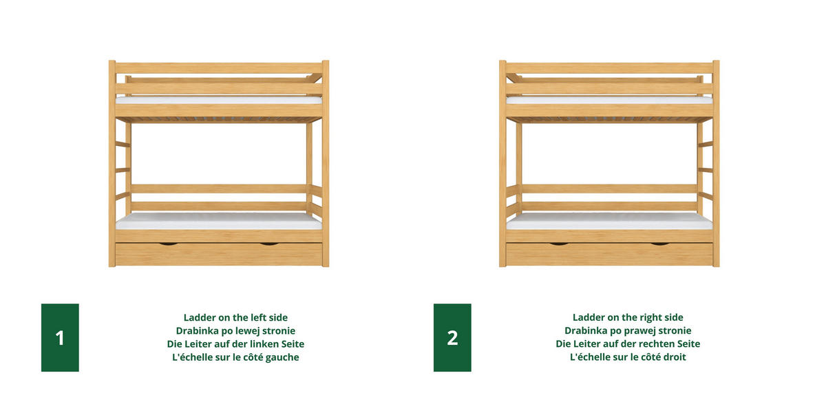 ETAGENBETT N03 mit Matratzenschublade Naturkiefer 100/190 - Hellbraun/Braun, Naturmaterialien/Holz (100/190cm) - N-Wood