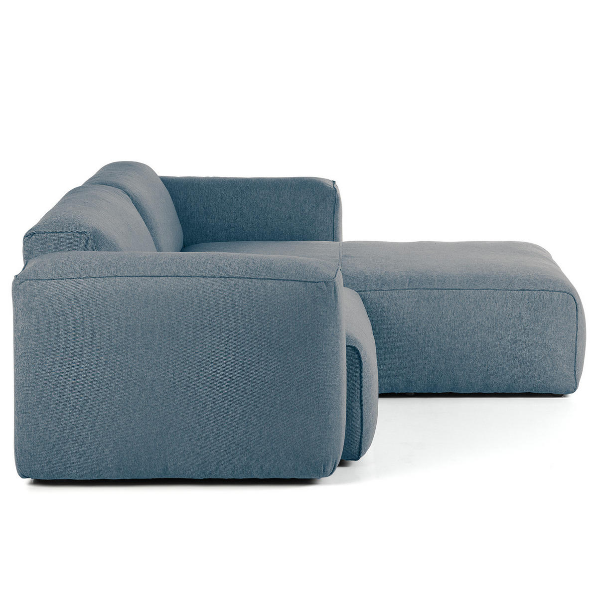 1,5-SITZER ECKSOFA mit Longchair - Blaugrau/Schwarz, Kunststoff/Textil (260/173cm) - home24