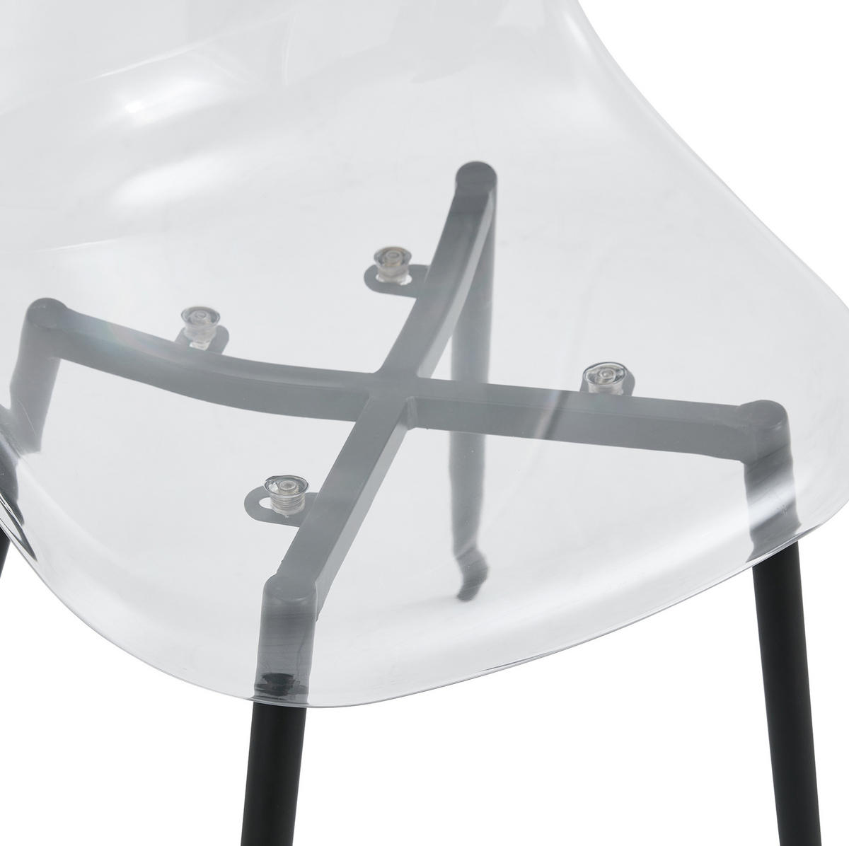 ESSZIMMERSTUHL 4er-Set 83 cm Kunststoff Transparent mit Metallbeinen Schwarz - Schwarz, Metall (45.7/83/44cm) - Meubliv
