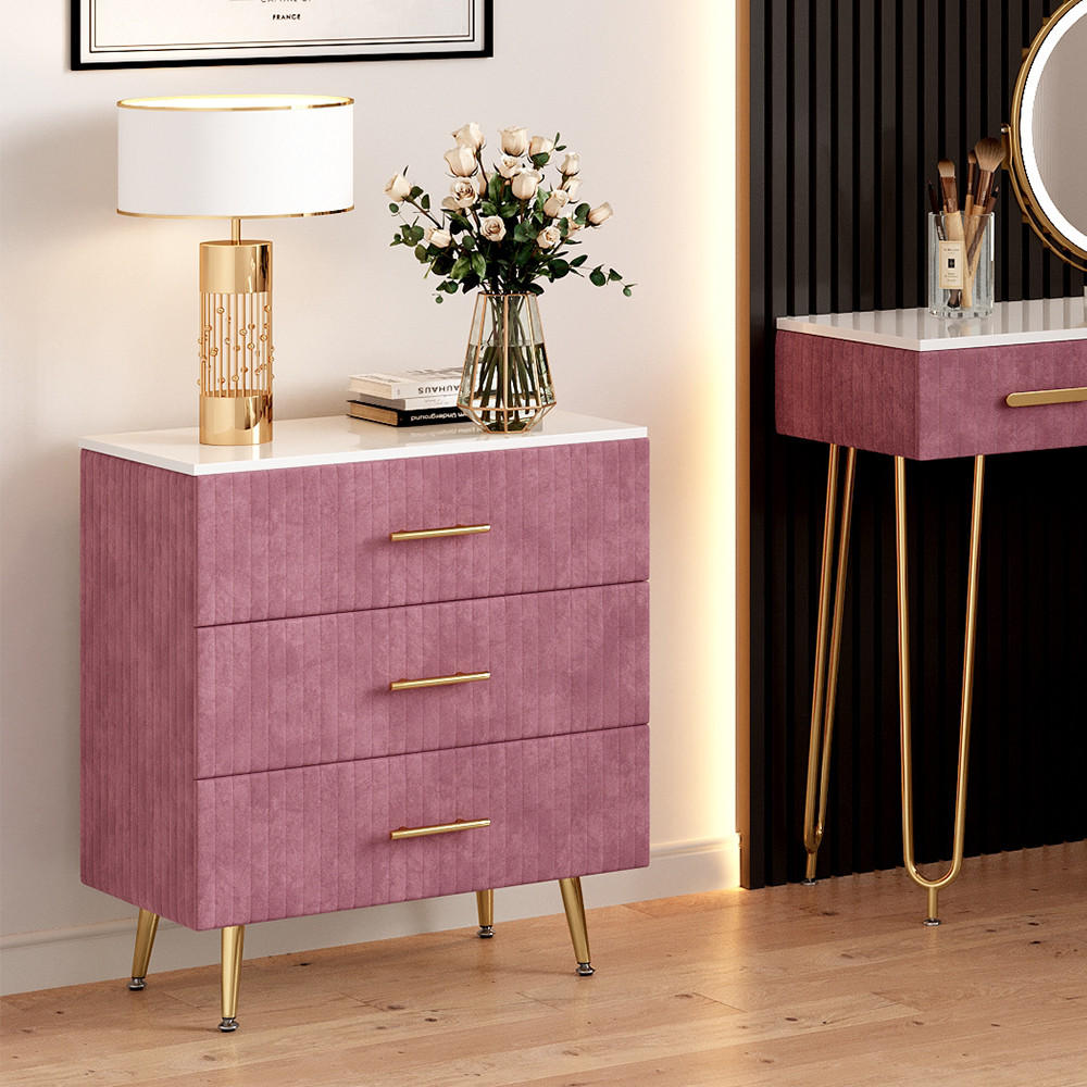 KOMMODE Velia Rosa 70 x 78.5 cm mit 3 Schubladen - Pink, Holzwerkstoff (70/78.5/39cm) - Vicco