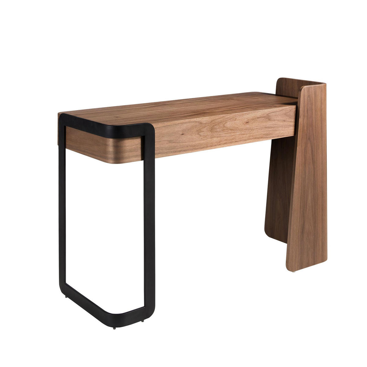 SCHREIBTISCH aus Nussbaum und schwarz epoxidbeschichtetem Edelstahl - Silberfarben/Nussbaumfarben, Naturmaterialien/Holz (52/123/85cm) - ANGEL CERDA