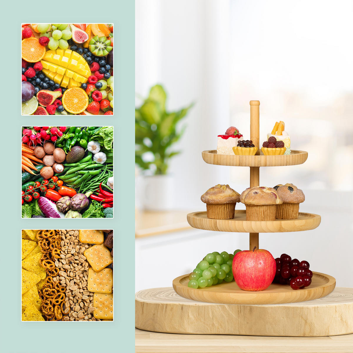 ETAGERE - Hellbraun, Holz (30/37cm) - Relaxdays