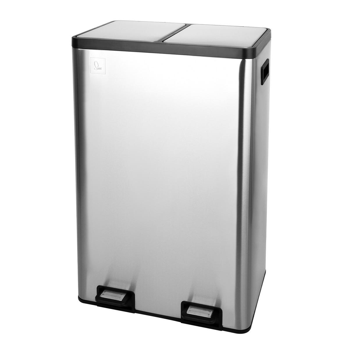 MÜLLTRENNSYSTEM TMH2X30 2x30L 2 Fächer Mülleimer Edelstahl Silber - Silberfarben, Metall (47/72/32cm) - SVITA