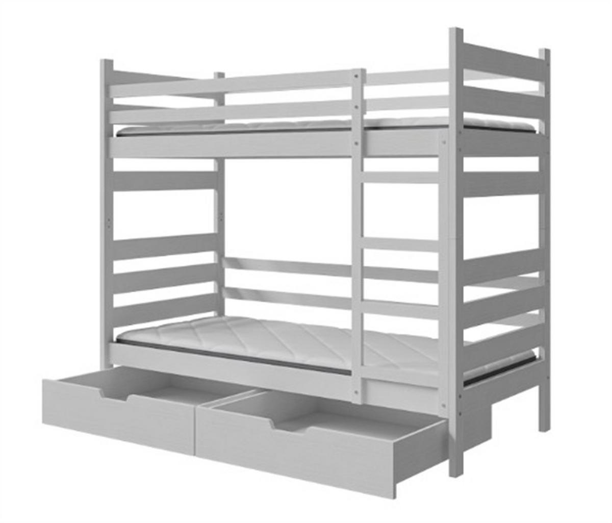 VYSOKÁ Postel DRAKO 80x190 s úložným prostorem, Bílá - bílá, dřevo (80/190cm) - MASSENO