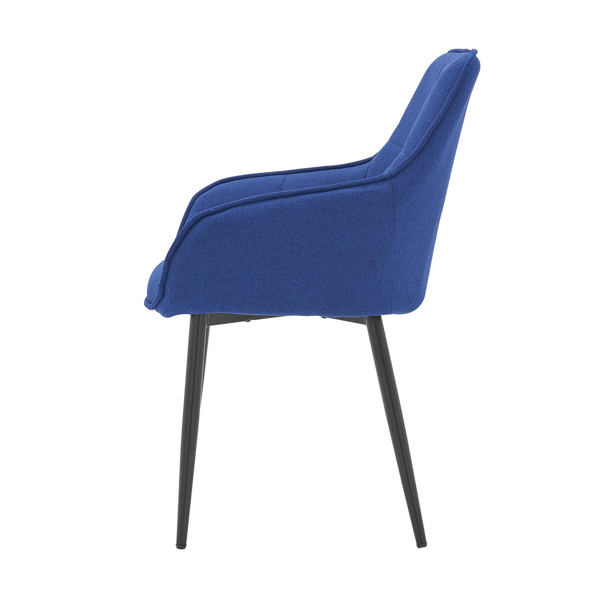 ARMLEHNSTUHL Norah mit blauem Leinen und gestepptem Rücken - Blau, Metall (55/86/46cm) - TPFLiving