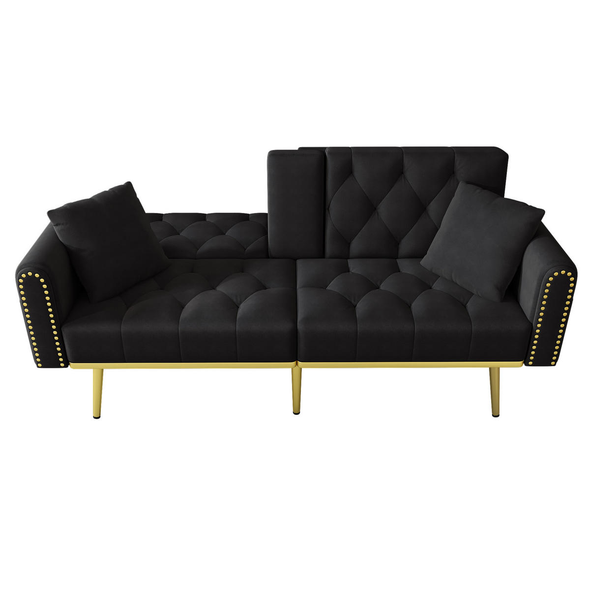 SCHLAFSOFA 175/89 cm Liegefläche in Schwarz – mit 3-fach verstellbarer Rückenlehne - Schwarz, Textil (73.5/175/80cm) - BEAOK