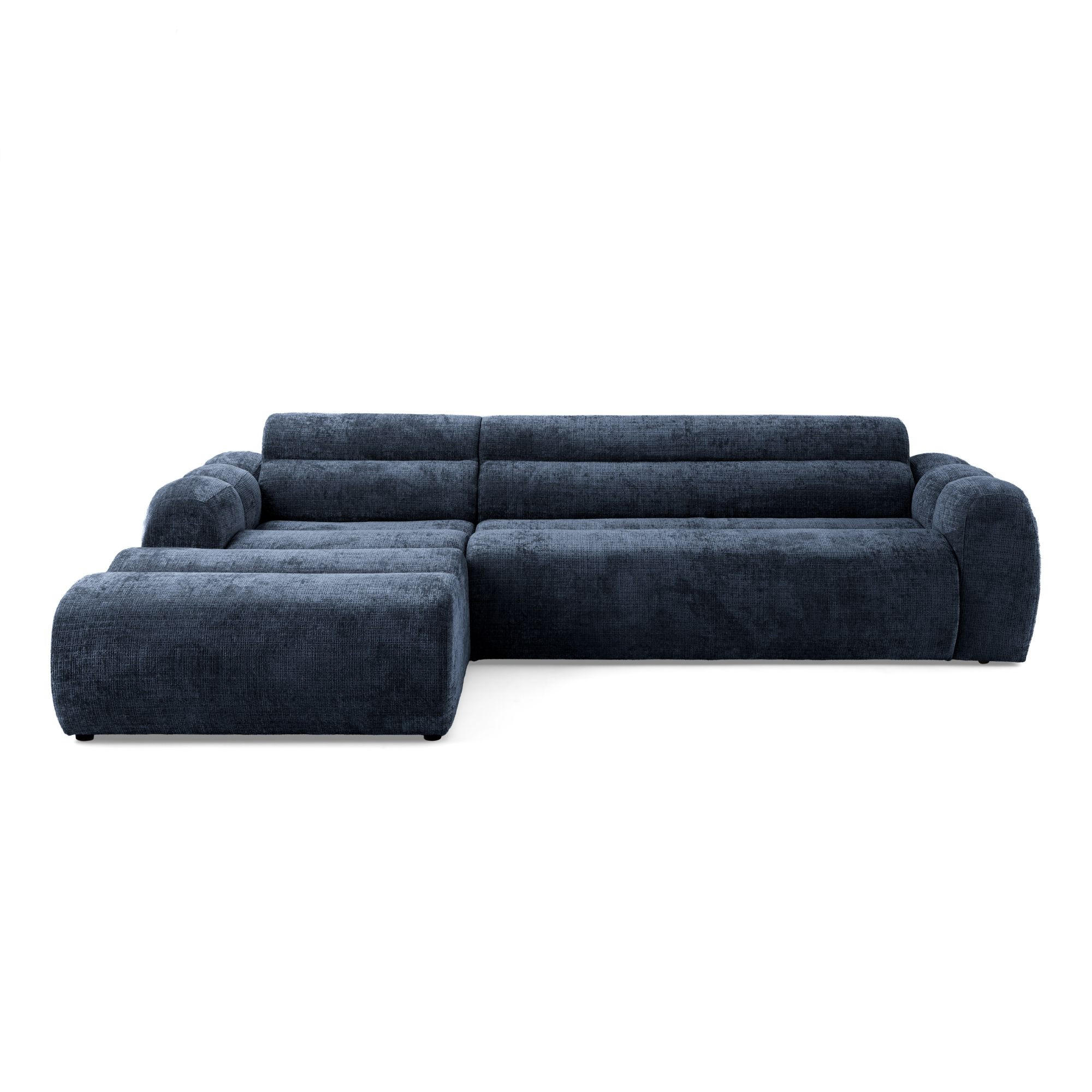 4-SITZER modulares Ecksofa VEER SET 1 Links, 298 x 175 cm, Chenille Webstoff Marine - Schwarz/Dunkelblau, Holz/Kunststoff (298/175cm) - Muffo