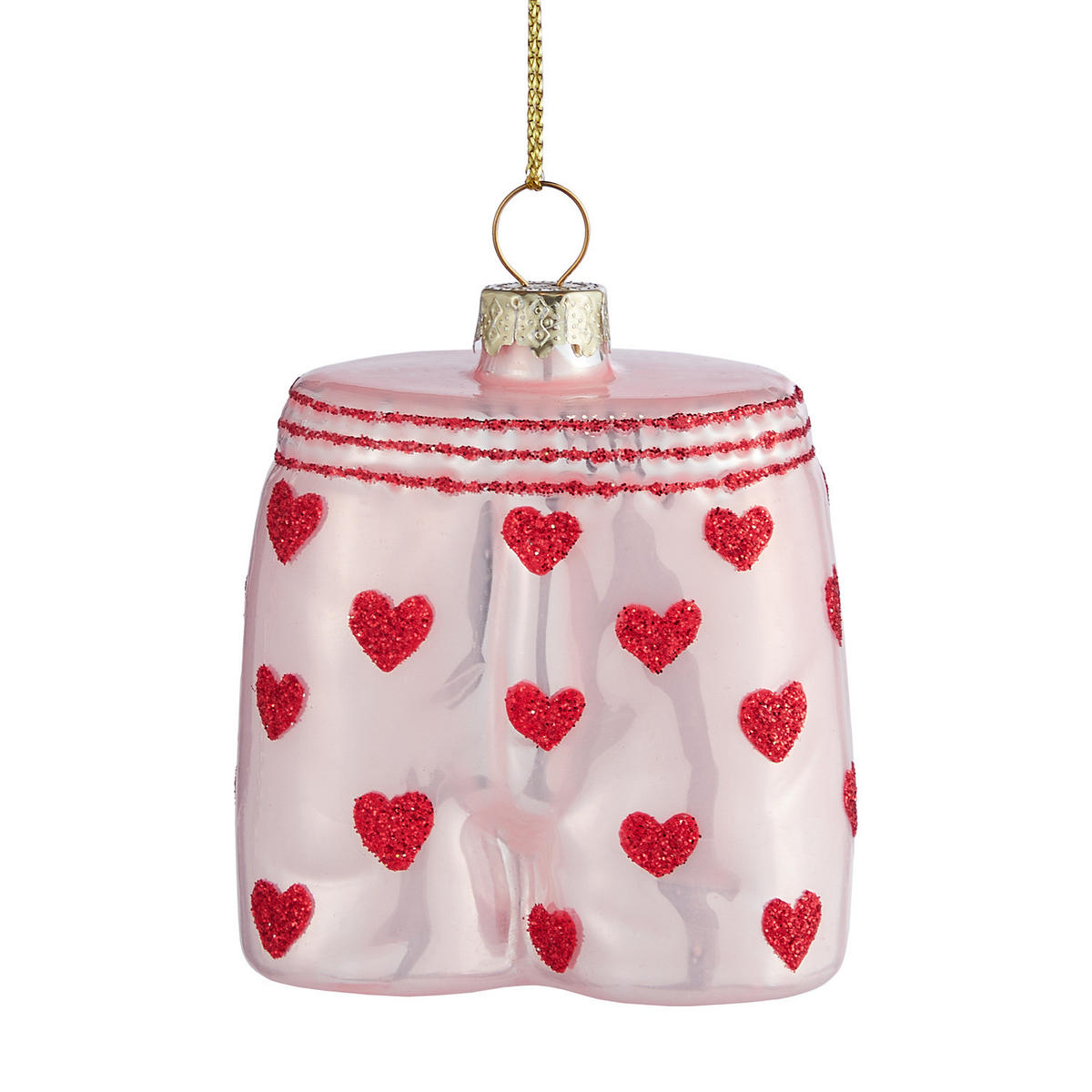 BAUMANHÄNGER Hang On Shorts mit Herzchen - Rot/Weiß, Glas (3/6/6cm) - Butlers