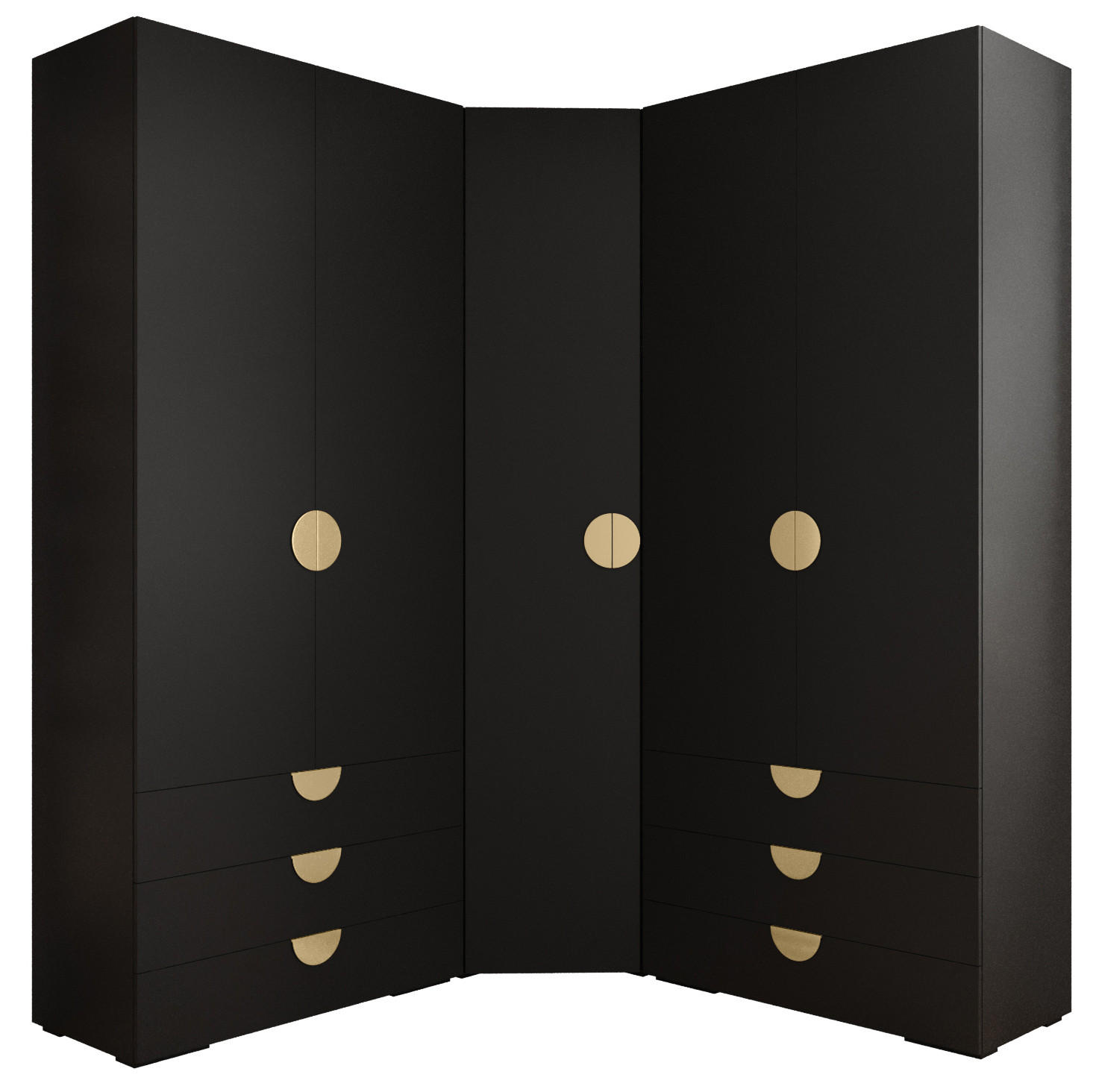 GARDEROBEN-SET 236,7/181,7/47 - Goldfarben/Schwarz, Holz/Kunststoff (181.7/236.7/47cm) - Abiks Möbel