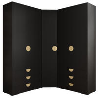GARDEROBEN-SET 236,7/181,7/47 - Goldfarben/Schwarz, Holz/Kunststoff (181.7/236.7/47cm) - Abiks Möbel