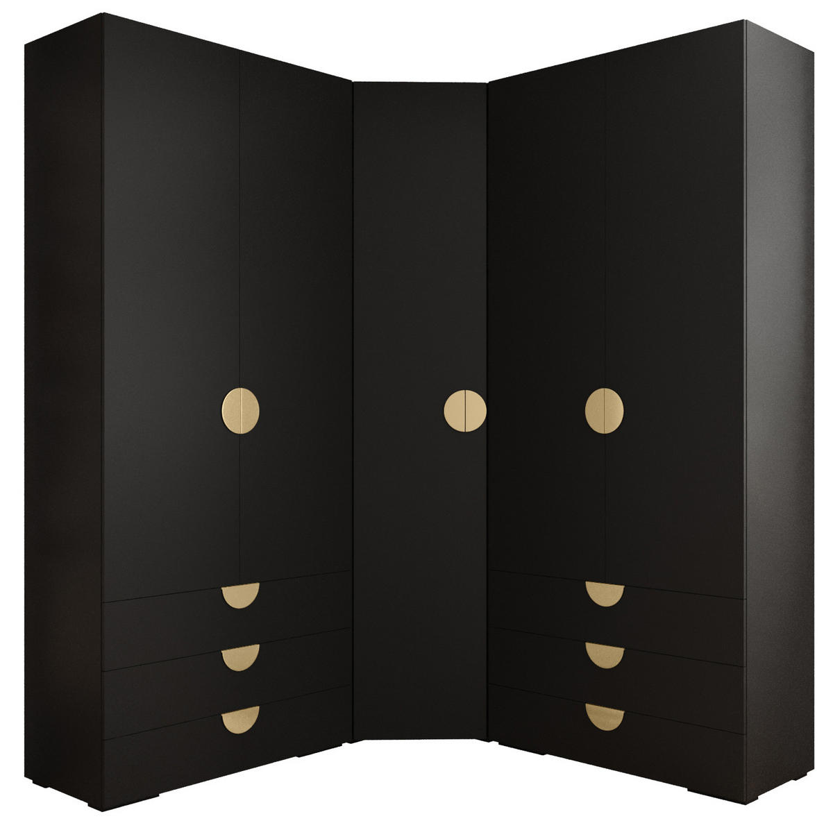 GARDEROBEN-SET 236,7/181,7/47 - Goldfarben/Schwarz, Holz/Kunststoff (181.7/236.7/47cm) - Abiks Möbel